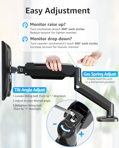 MOUNTUP Single Monitor Desk Mount, Adjustable Gas Spring - Scratch & Dent