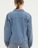 Argstar Denim Jacket for Women Button Up Long Sleeve with Pockets - Brand New