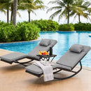 ZZW WICKER OUTDOOR ROCKING CHAIR RECLINING LOUNGE CHAISE 3-PIECES - GRAY/BROWN - Like New