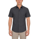 FAHIZO Men Short Sleeve Button Up Stretch Shirt Pocket, DUSTY GRAY, Size L - Brand New