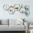 Hexagon Floating Shelves Wall Mounted Honeycomb Shelve Set of 6, White - Brand New