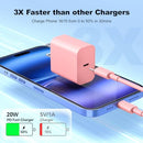 VANOVEI IPHONE 15 CHARGER 3 PACK 20W USB C WALL FAST WALL CHARGER CABLES - PINK - Brand New