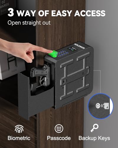 HOLEWOR GUN SAFE BIOMETRIC PISTOL BOX UNLOCK MOUNTED HANDGUN CASE - BLACK - Like New
