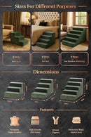 NOAH & PAW DOG STAIRS FOR LARGE DOGS, UP TO 150LB WIDE DOG RAMP, 5-STEP - GREEN - Like New