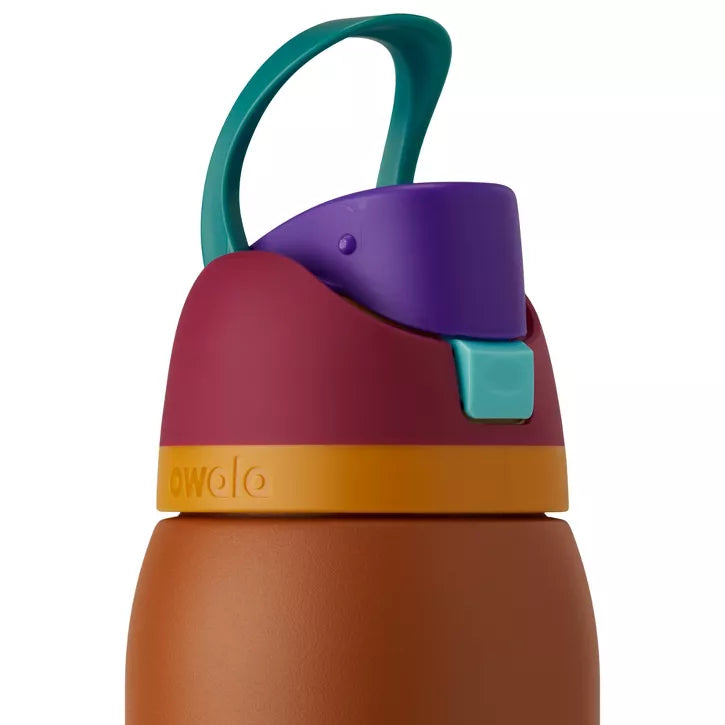 OWALA 32OZ FREESIP STAINLESS STEEL WATER BOTTLE - PLUM/BROWN - Like New