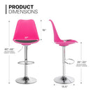 MoNiBloom Pink High Back Bar Stools Set of 2 PU Leather Cushion, B0CB7WRP4S - Brand New