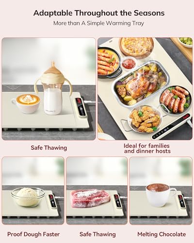 LAUDLIFE Food Warming Mat 24x16 Inches, Electric Warming Tray 7 Temps - Beige - Like New