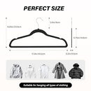 SIMPLE DELUXE VELVET HANGERS WITH SHOULDER NOTCHES SPACE SAVING -BLACK - Brand New