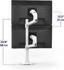 Ergotron LX Vertical Stacking Dual Monitor Arm 2 Monitors 45-509-216 - White Like New