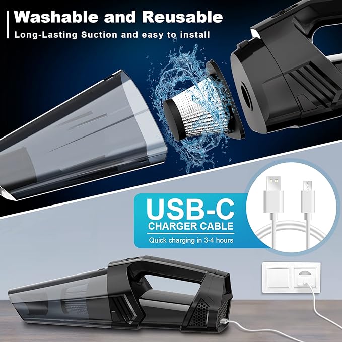 Blestan Handheld Vacuum Cordless Car Vacuum LED Light 9000PA Hand Vacuum Black - Like New