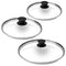 CUISINEL GLASS LIDS SET 8"+10"+12" (20.32cm+25.4cm+30.48cm) - BLACK - Like New