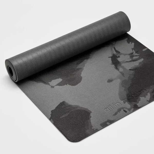 ALL IN MOTION SWIRL PRINT YOGA MAT 5MM - PVC MATERIAL, LOW TACK GRIP - GRAY - Like New