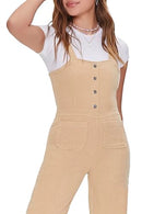 00450854 Forever 21 Women's Button-Up Straight-Leg Jumpsuit Size M - Khaki - Brand New