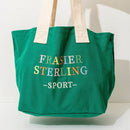 FRASIER STERLING SPORT RAINBOW LOGO TOTE BAG COTTON CANVAS - CREAM/GREEN - Brand New