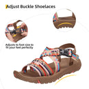 OUTPRO WOMENS HIKING OPEN TOE SANDALS - SIZE: WOMEN 8.5 - BROWN/MULTICOLOR - Like New