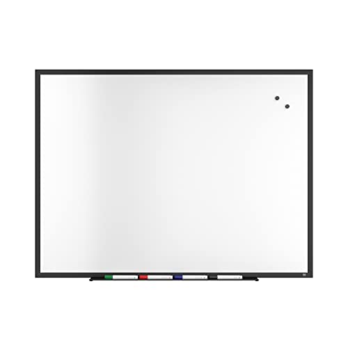 TRURED Magnetic Dry Erase Whiteboard 4 x 3 Feet 4 Markers Black Aluminum Frame - Like New
