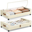 YECAYE UNDER BED STORAGE WITH WHEELS 2PACK 60L UNDERBED METAL DRAWER - BEIGE - Like New