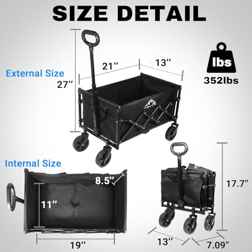 SAILARY COLLAPSIBLE WAGON 352LBS CAPACITY LARGE WAGONS CARTS VS23FW05-01 - BLACK - Like New