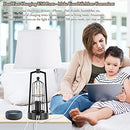 BrightEver Table Lamps with 2 USB Ports, Set of 2 Rustic Industrial Lamp - Black - Like New