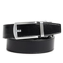 CARLO FELLINI GENUINE LEATHER RATCHET BELT ADJUSTABLE TRACK SILVER/BLACK - Brand New