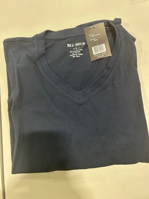 BLU ROCK LARGE NAVY SHORT SLEEVE T SHIRT - SIZE: MEN L - NAVY - Brand New