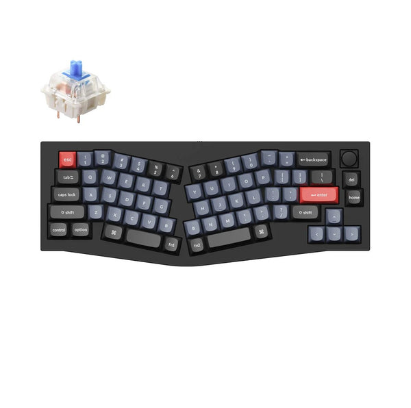 KEYCHRON Q8 ALICE LAYOUT QMK CUSTOM KEYBOARD KNOB VERSION GATERON BLUE - BLACK - Like New