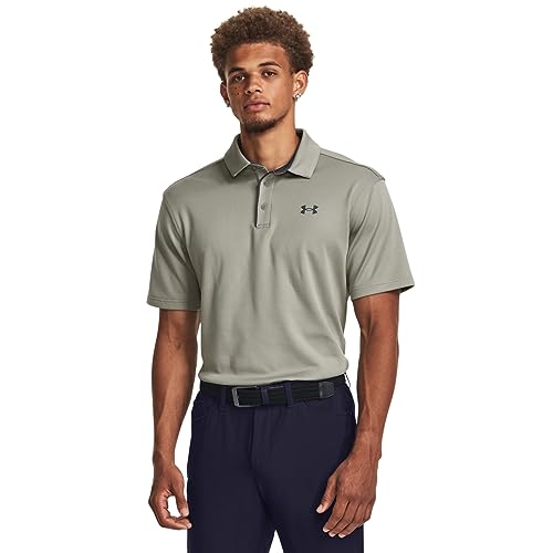 1290140 UNDER ARMOUR MEN TECH GOLF POLO GROVE GREEN PITCH GRAY SIZE S - Brand New