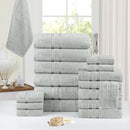 BIBB HOME 18 PIECE ZERO TWIST EGYPTIAN COTTON TOWEL SET - SILVER - Brand New