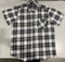 BLACK HORSE MEN'S S/S WOVEN PLAID SHIRT - BLACK AND WHITE MENS SMALL - Brand New
