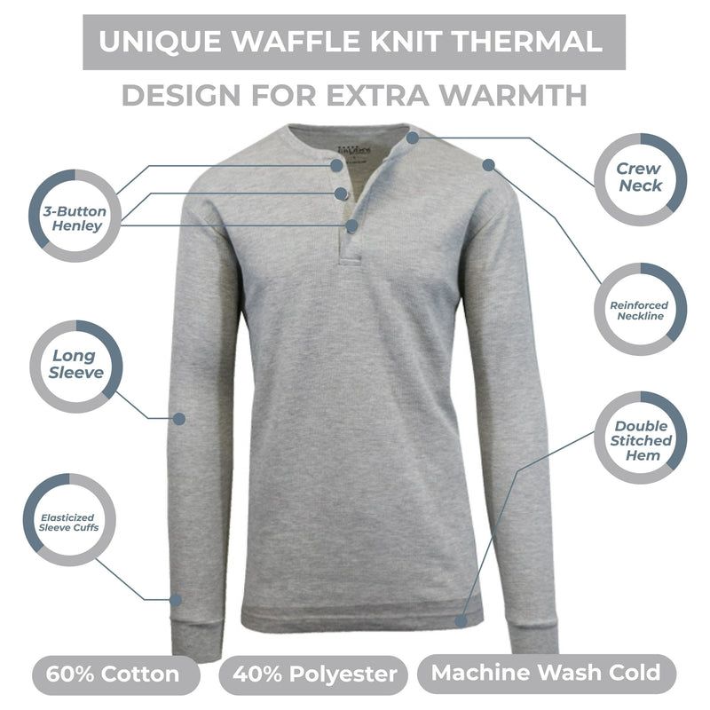 BLUE ICE MENS CHARCOAL LONG SLEEVE STRETCH HENLEY SHIRT SIZE: MEN S HEATHER GRAY - Brand New