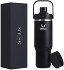 GEDUX 32 OZ STAINLESS STEEL TUMBLER WITH HANDLE AND STRAW,INSULATED-BLACK - Like New
