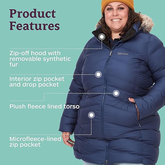 MARMOT WOMEN'S MONTREAL MIDTHIGH LENGTH DOWN PUFFER CT PLUS 2XL ARCTIC NAVY PLUS - Brand New