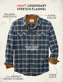 6279 LEGENDARY WHITETAILS MEN'S LEGENDARY STRETCH FLANNEL SHIRT L MIDNIGHT PLAID - Brand New