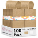 BOLTHY SMALL KRAFT PAPER BAGS 100PCS 5.91 X 3.15 X 8.27 (14X8X20CM) PAPER BAGS - Like New
