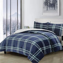 Swift Home Luxurious Ultra-Soft Flannel Plush Plaid & Sherpa 3 Piece - Navy - Like New