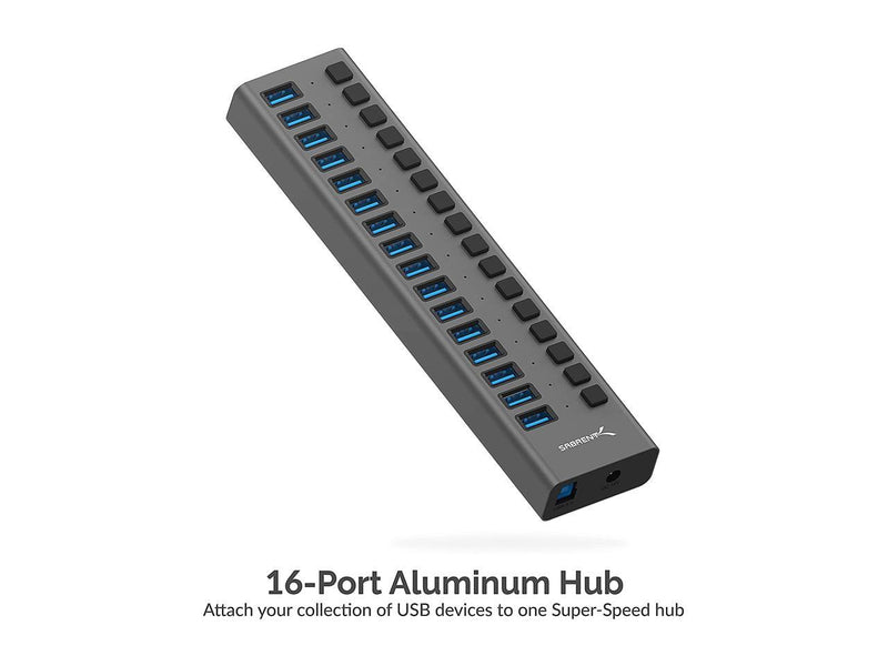 SABRENT 16-PORT USB 3.0 DATA HUB and Charger with individual switches [90 Watts]