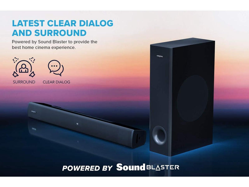 Creative Labs Stage V2 2.1 Soundbar Speakers with Subwoofer, Clear Dialog and