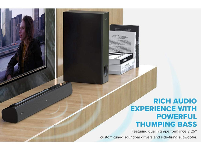 Creative Labs Stage V2 2.1 Soundbar Speakers with Subwoofer, Clear Dialog and