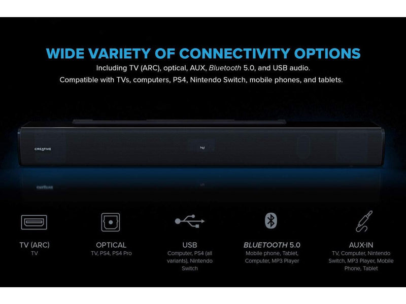 Creative Labs Stage V2 2.1 Soundbar Speakers with Subwoofer, Clear Dialog and