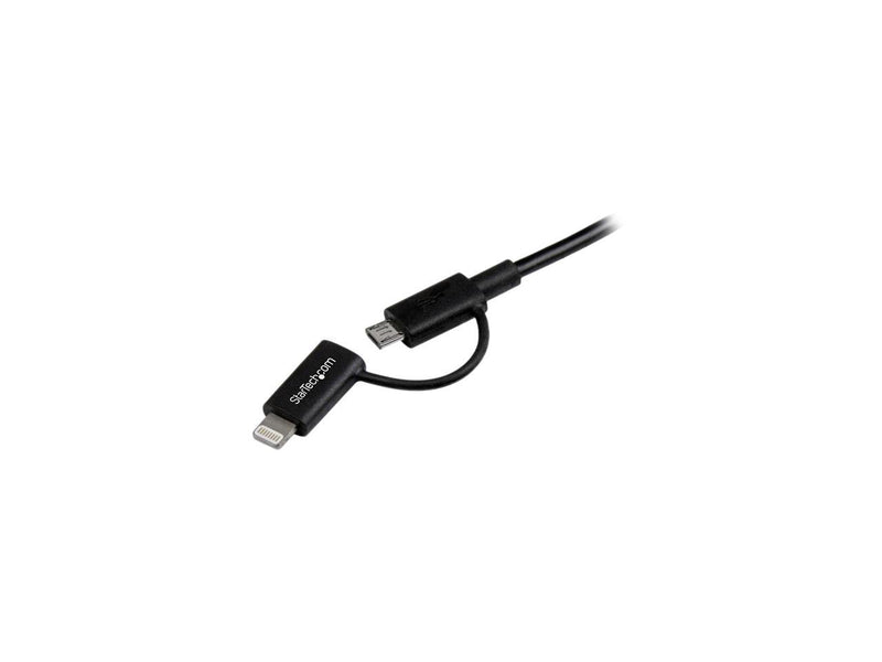 StarTech.com 1m (3 ft) Black Apple 8-pin Lightning Connector or Micro USB  to USB Combo Cable for iPhone / iPod / iPad