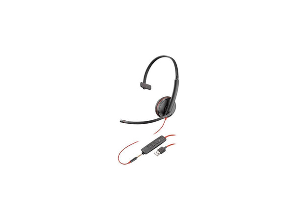 Plantronics Blackwire C3215 Headset - USB Type A - Over-the-head - Black