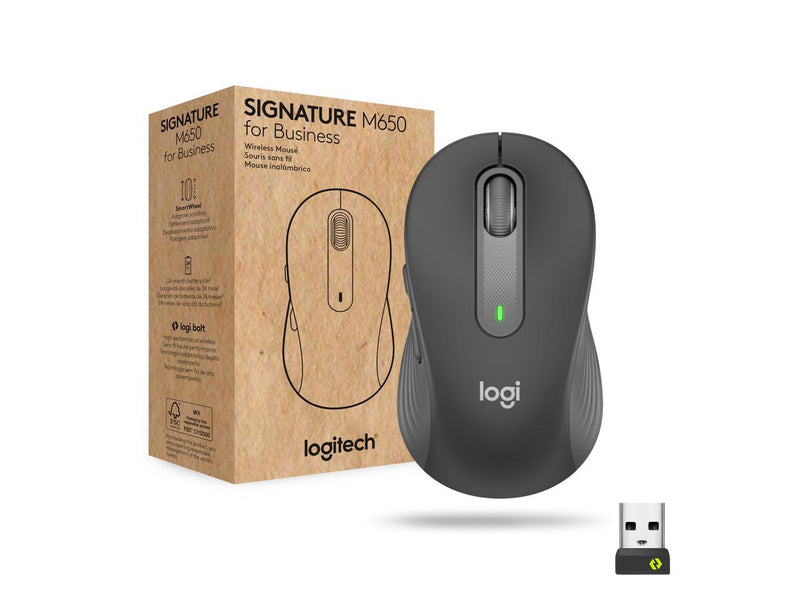 Logitech Signature M650 Mouse - Wireless - Bluetooth/Radio Frequency - Graphite