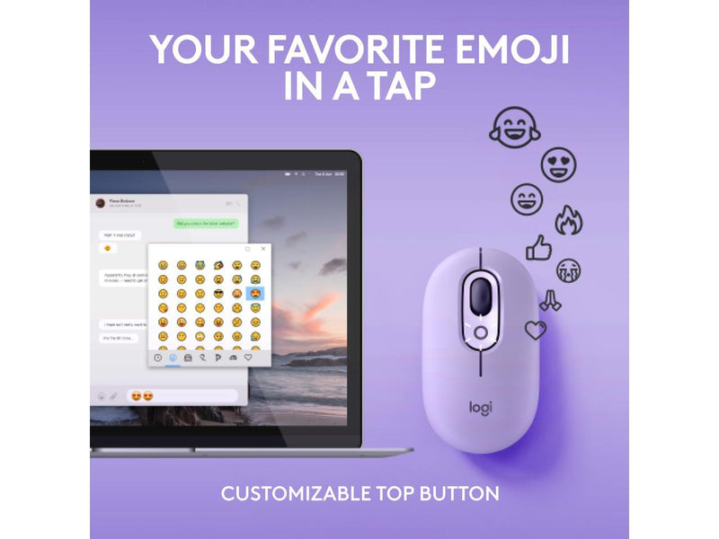 Logitech POP Mouse, Wireless Mouse with Customizable Emojis, SilentTouch