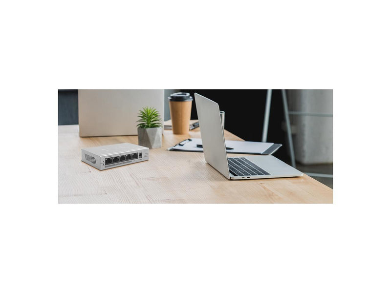 ZyXEL 5 Port Gigabit Ethernet Unmanaged POE+ Switch, 4 x PoE+ @ 60W, GS1005HP