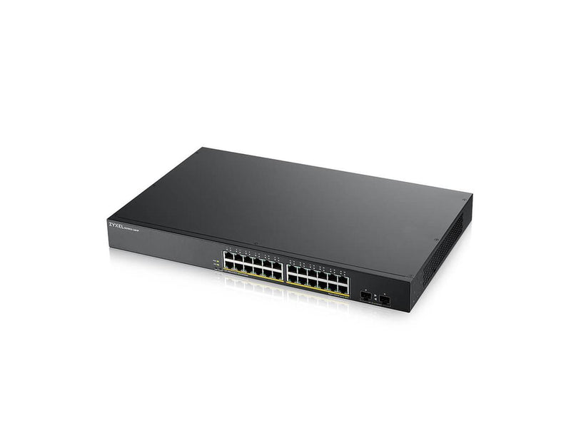 ZyXEL 24-Port Gigabit Smart Managed PoE Switch, 24 PoE+ Ports at 170W with 2 SFP