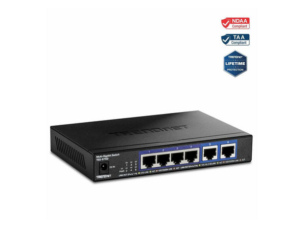 TRENDnet 6-Port 10G Switch, 4 x 2.5G RJ-45 Base-T Ports, TEG-S762, 2 x 10G RJ-45