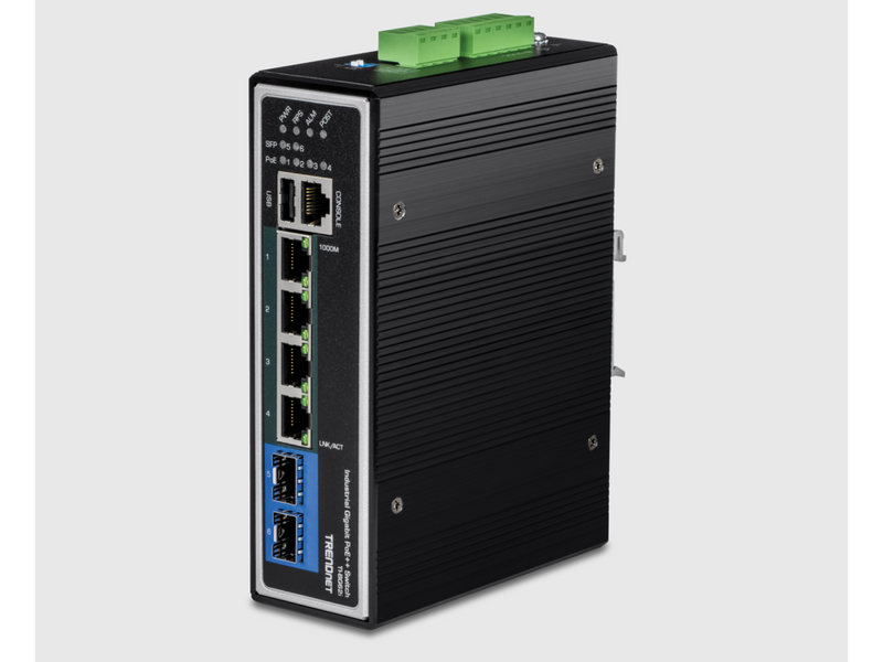 TRENDnet 10-Port Hardened Industrial Unmanaged Gigabit PoE ++ DIN-Rail Switch, 4