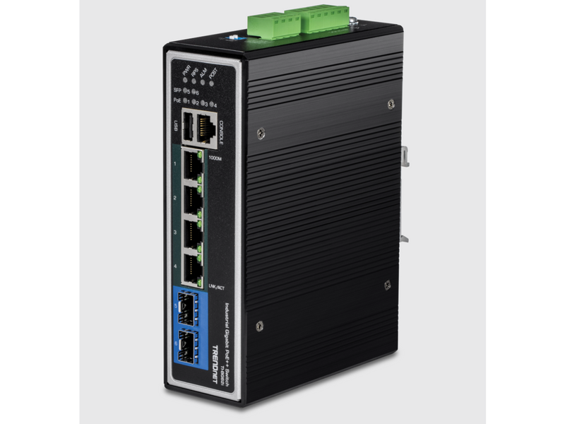 TRENDnet 10-Port Hardened Industrial Unmanaged Gigabit PoE ++ DIN-Rail Switch, 4