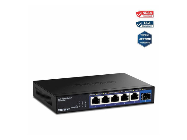 TRENDnet 6-Port 2.5G Unmanaged Switch with 10G SFP+ Port, 5 Ports - 2.5 Gigabit