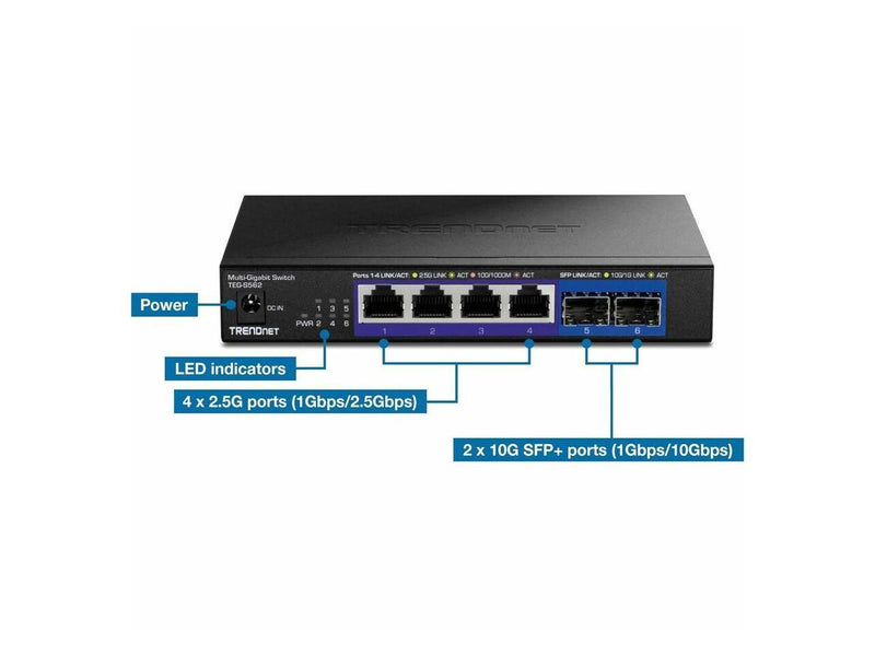 TRENDnet 6-Port Unmanaged Multi-Gig Switch, TEG-S562